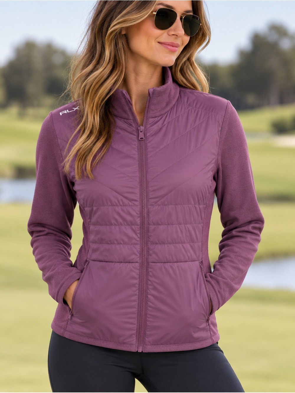 RLX Ralph Lauren Large Purple Hybrid Full Zip Golf Jacket Performance